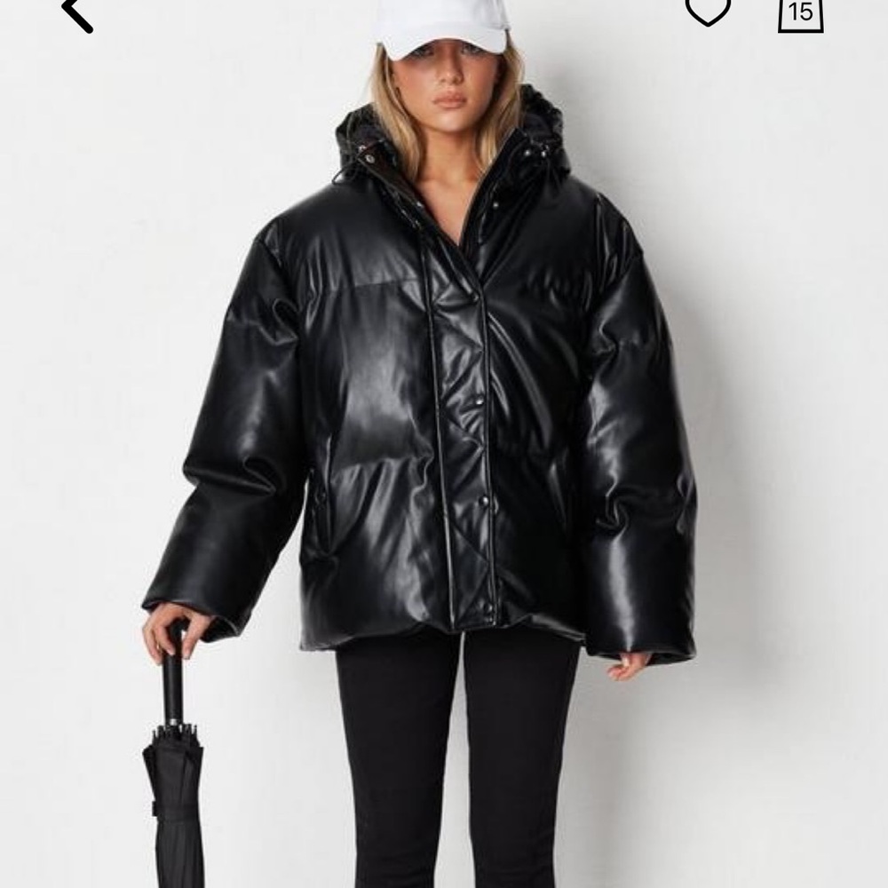 Missguided Olive Oversized Faux Leather Jacket